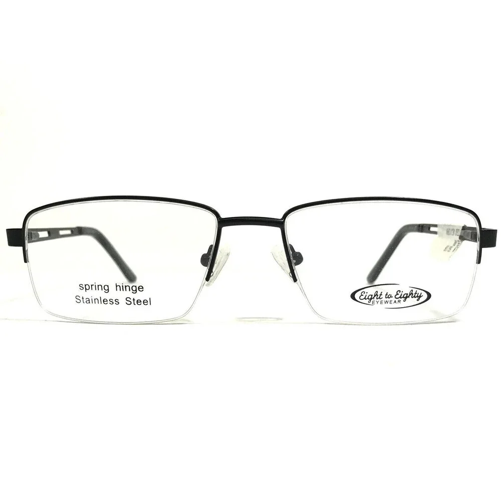 Eight to Eighty Eyeglasses Frames NEW YORK BLACK Rectangular Half Rim 56-18-140